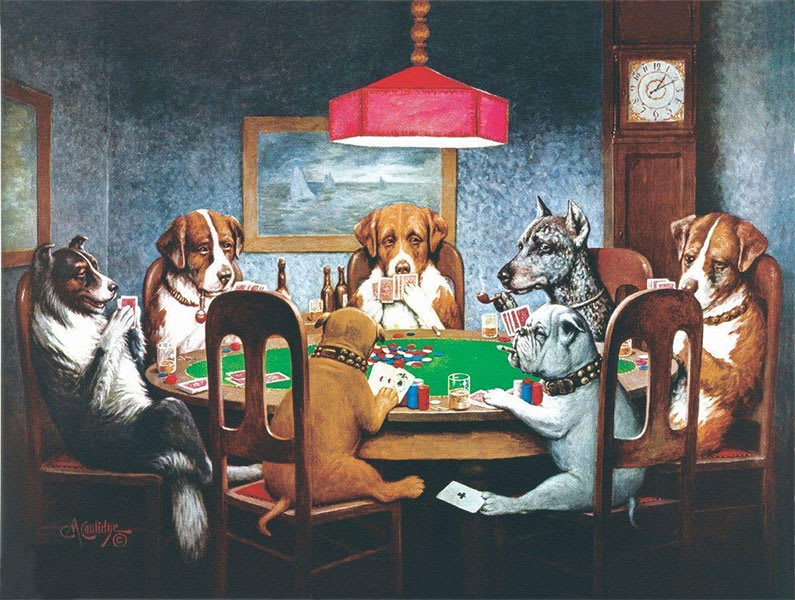 Image of the painting "dogs playing poker".