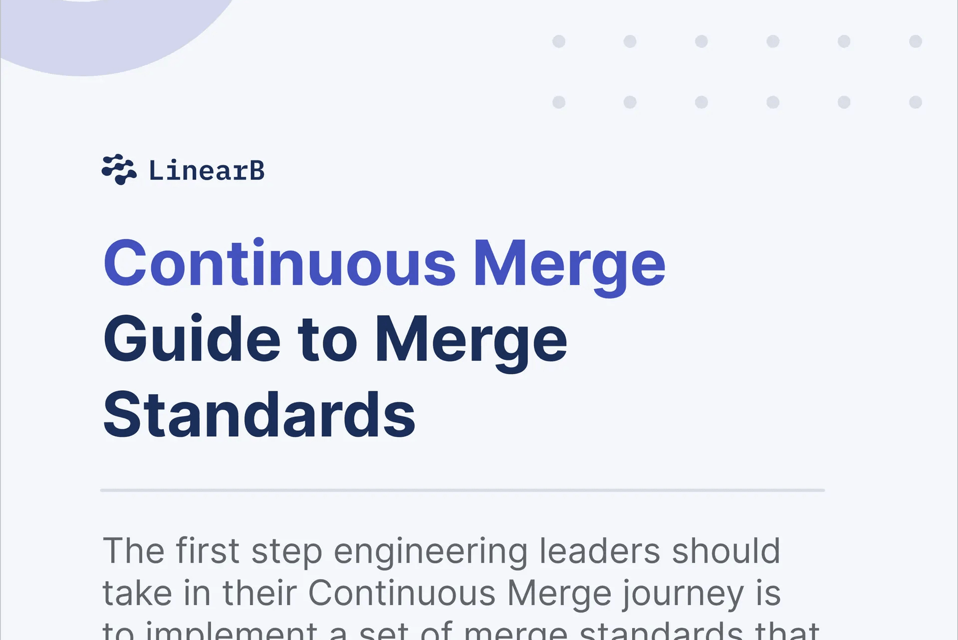 Cover image for Continuous Merge Guide to Merge Standards