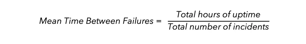 Formula for mean time between failures
