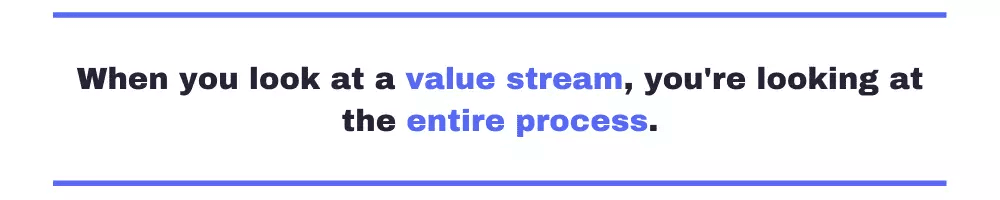 When you look at a value stream, you're looking at the entire process.